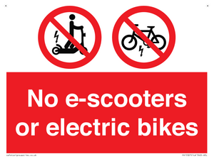 No e-scooters or electric bikes